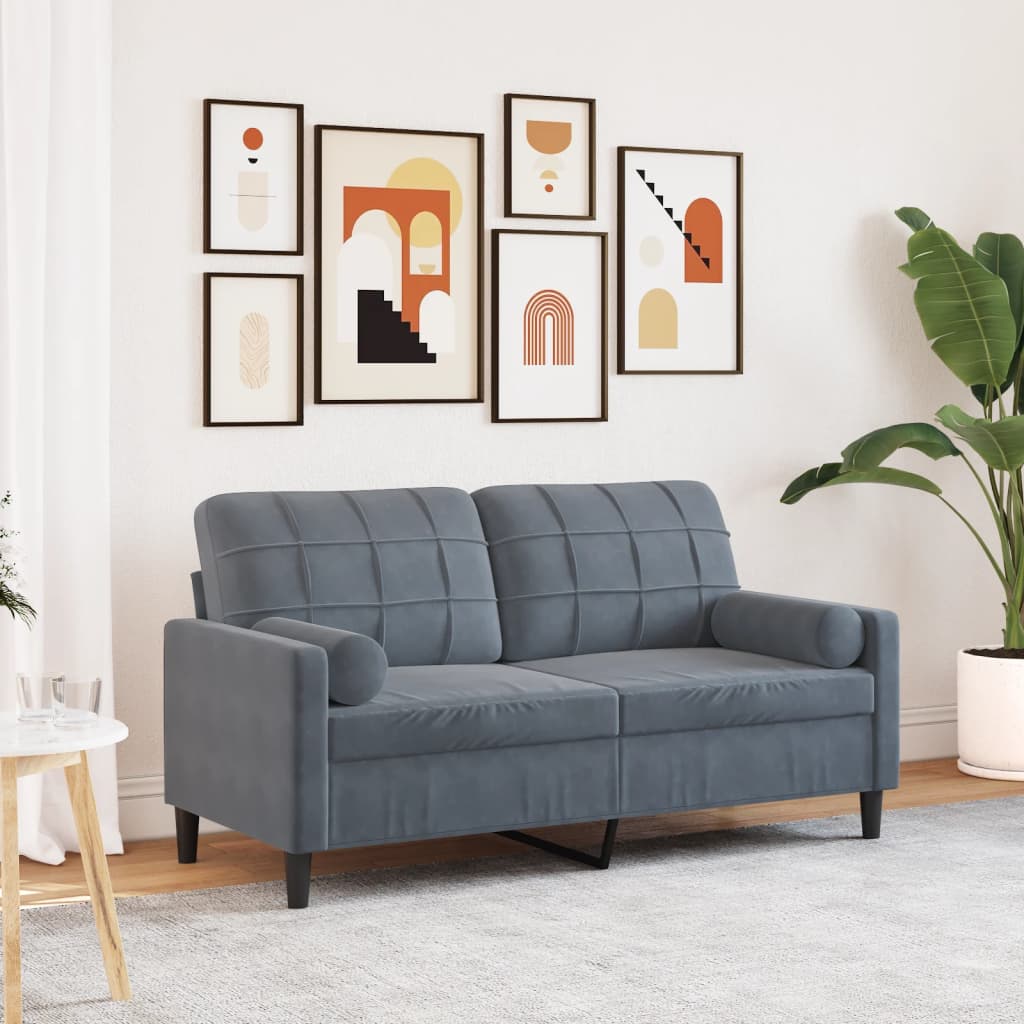 2-Sitzer-Sofa Mit Zierkissen Samt