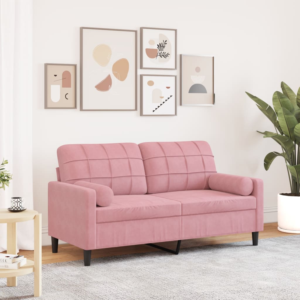 2-Sitzer-Sofa Mit Zierkissen Samt