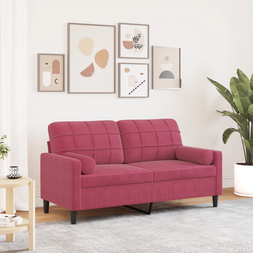 2-Sitzer-Sofa Mit Zierkissen Samt