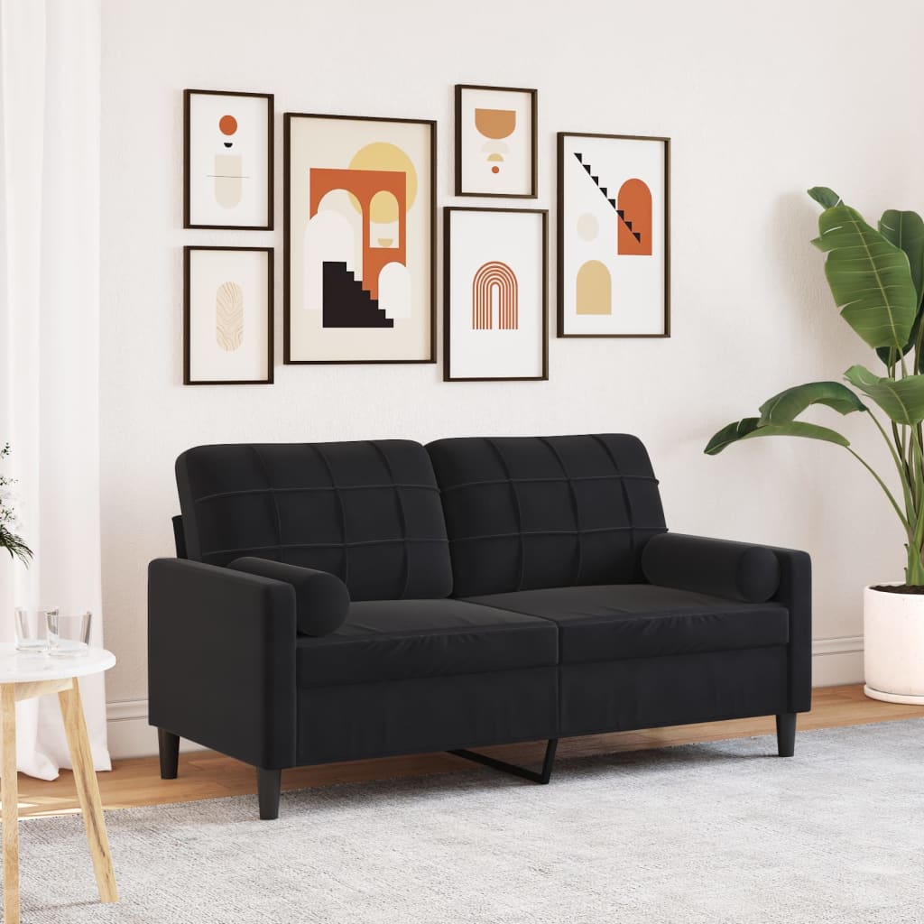 2-Sitzer-Sofa Mit Zierkissen Samt
