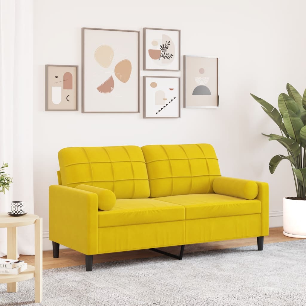 2-Sitzer-Sofa Mit Zierkissen Samt