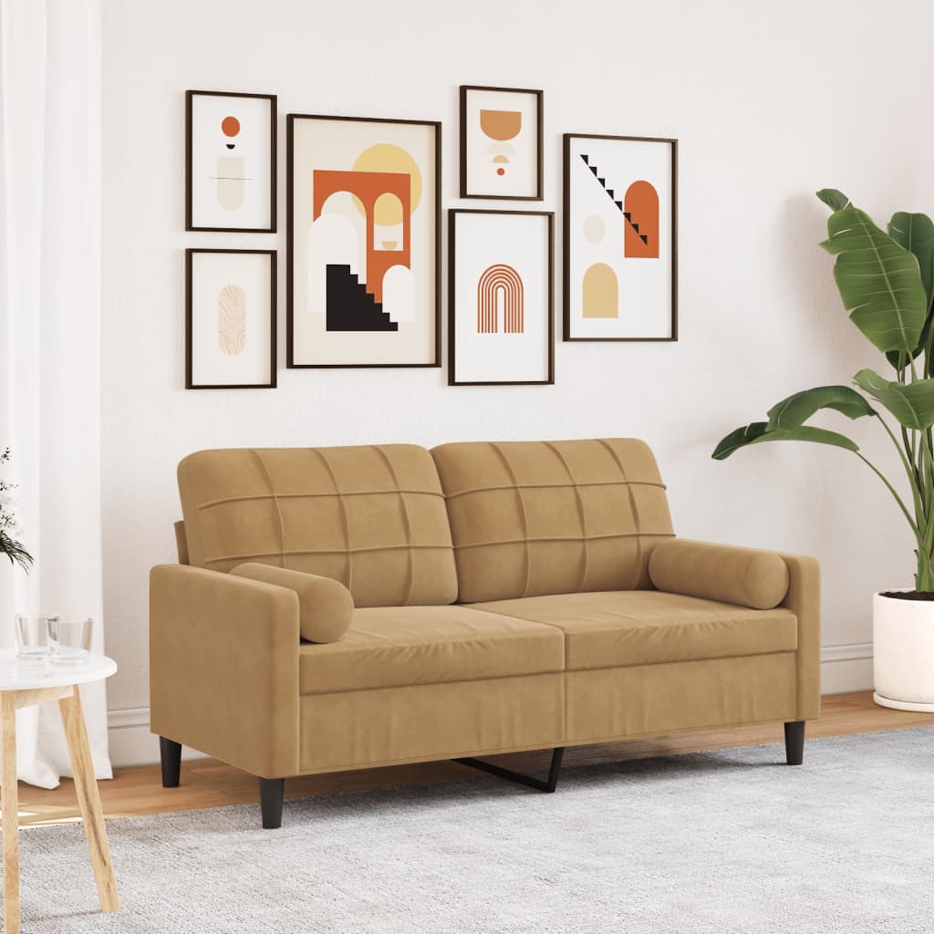 2-Sitzer-Sofa Mit Zierkissen Samt