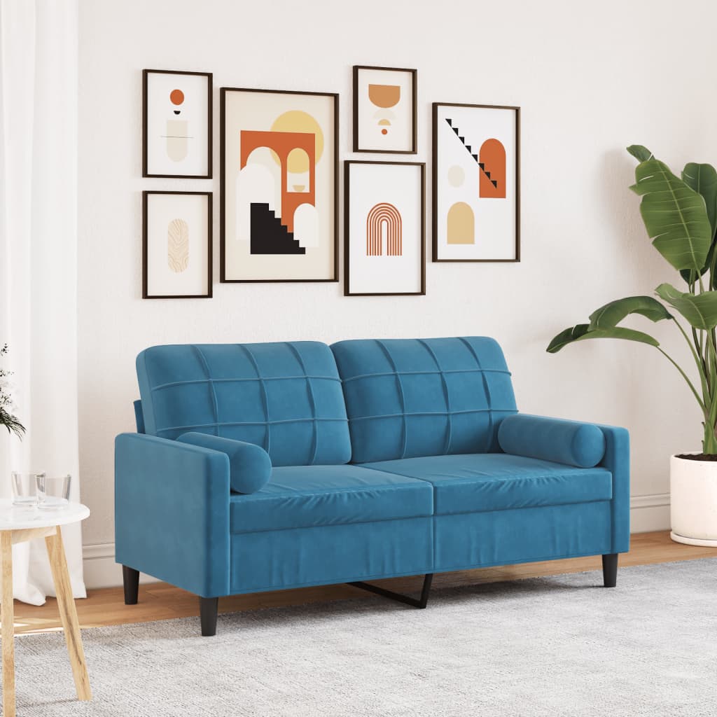 2-Sitzer-Sofa Mit Zierkissen Samt