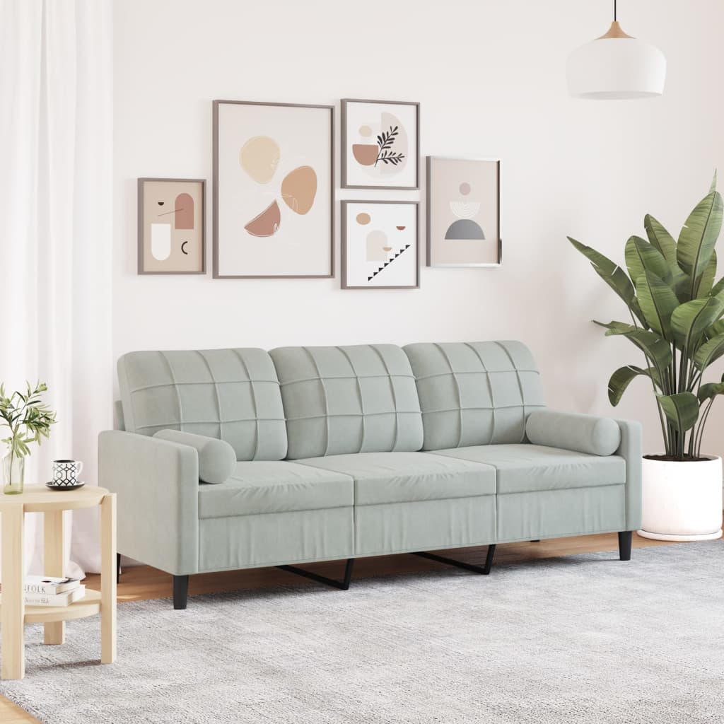 2-Sitzer-Sofa Mit Zierkissen Samt