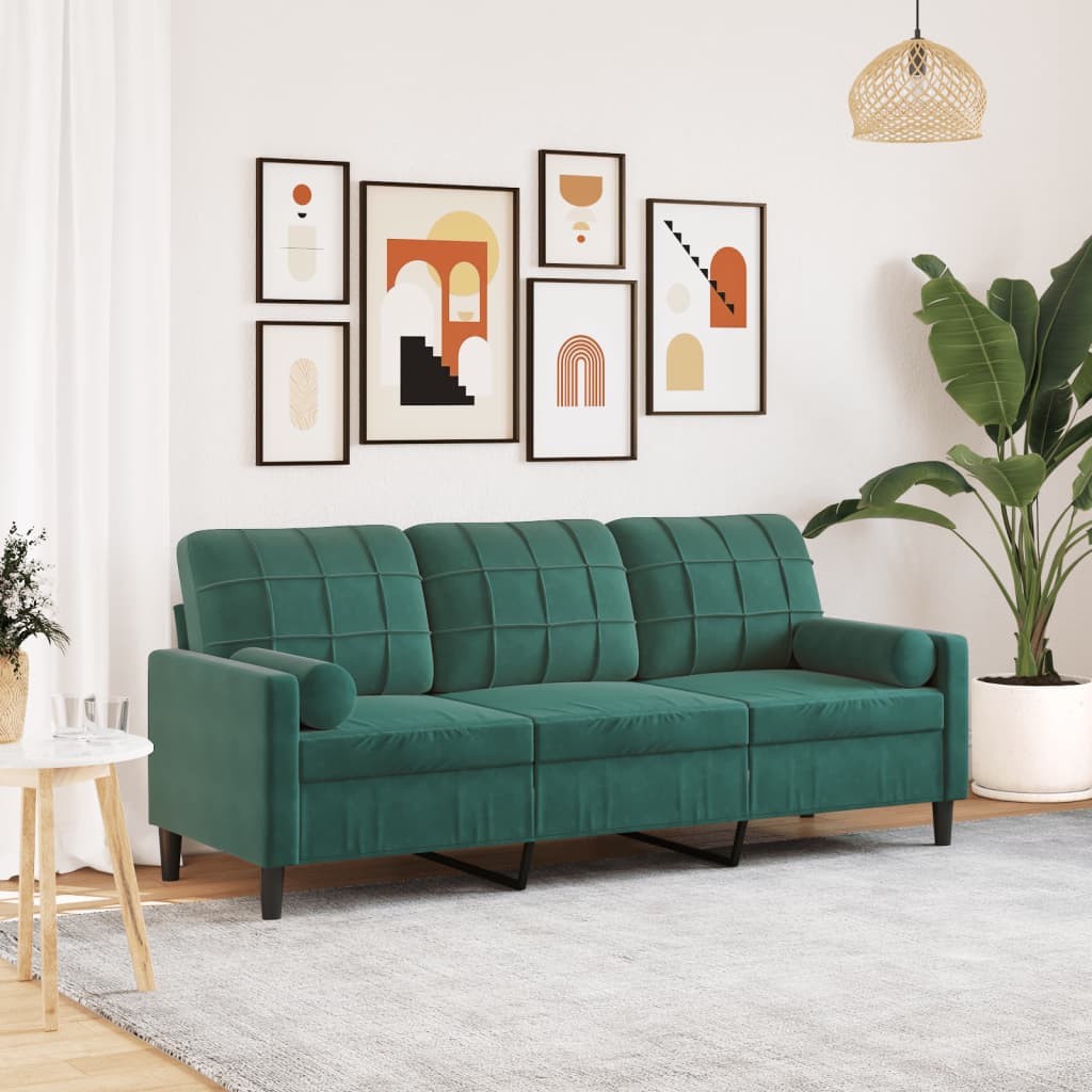 2-Sitzer-Sofa Mit Zierkissen Samt