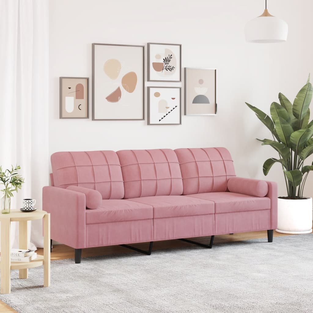 2-Sitzer-Sofa Mit Zierkissen Samt