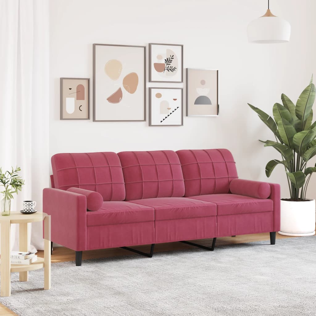 2-Sitzer-Sofa Mit Zierkissen Samt