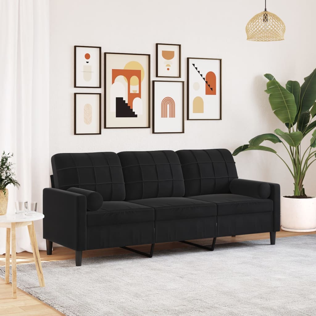 2-Sitzer-Sofa Mit Zierkissen Samt