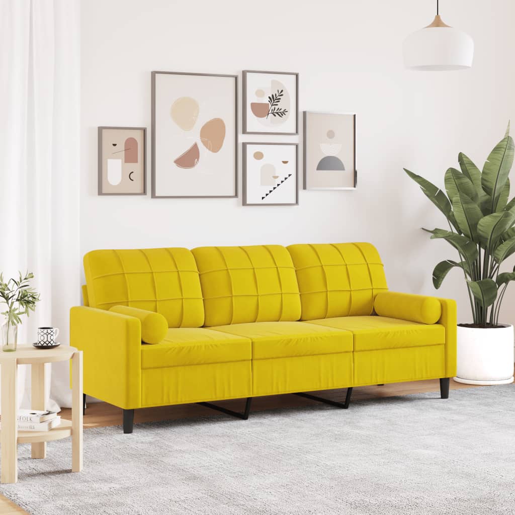 2-Sitzer-Sofa Mit Zierkissen Samt