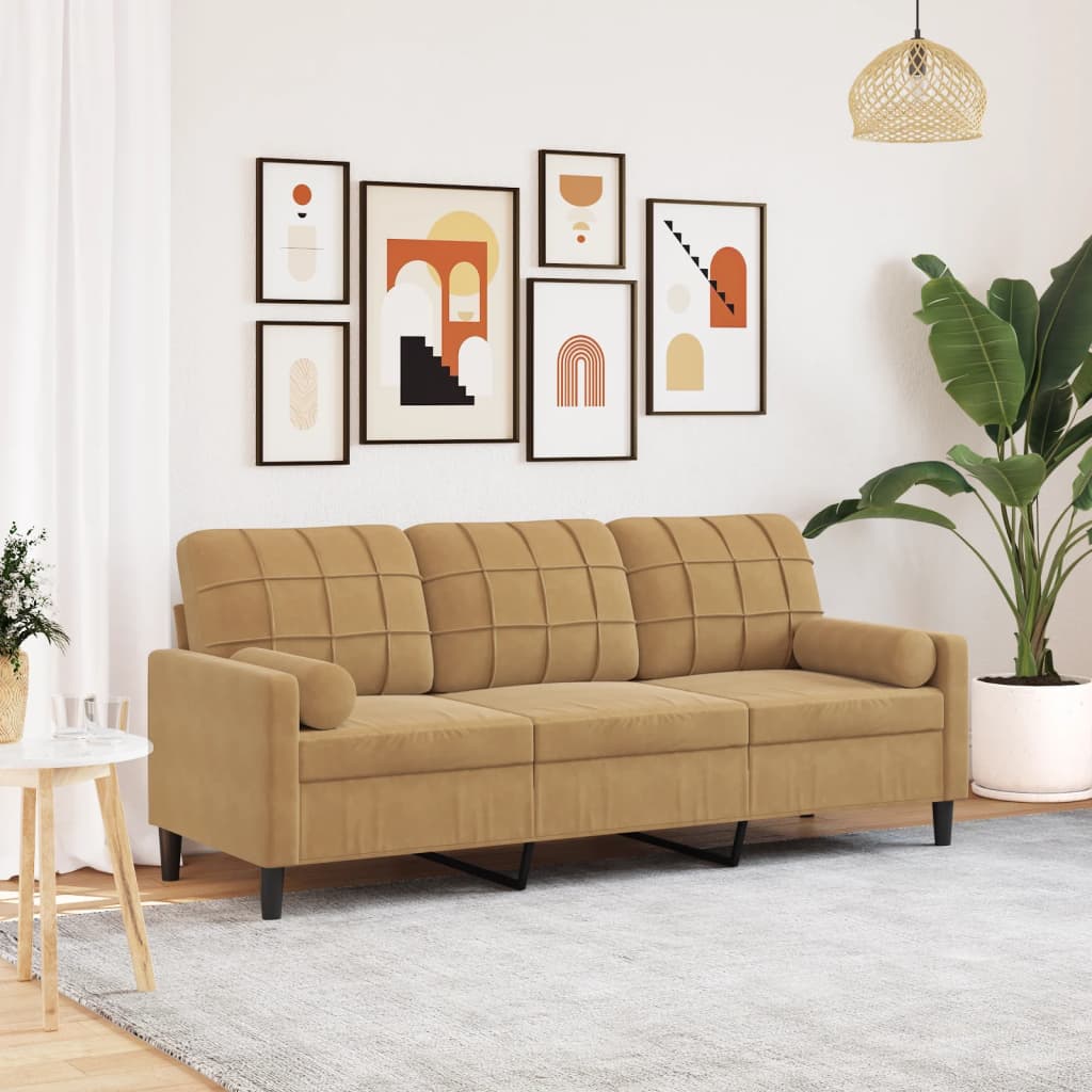 2-Sitzer-Sofa Mit Zierkissen Samt