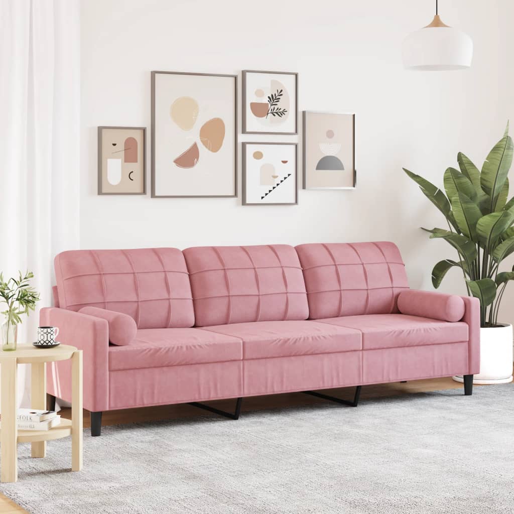 2-Sitzer-Sofa Mit Zierkissen Samt