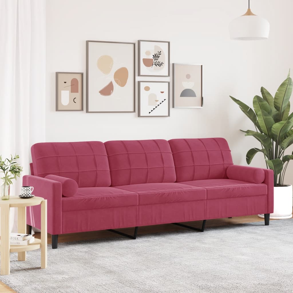 2-Sitzer-Sofa Mit Zierkissen Samt