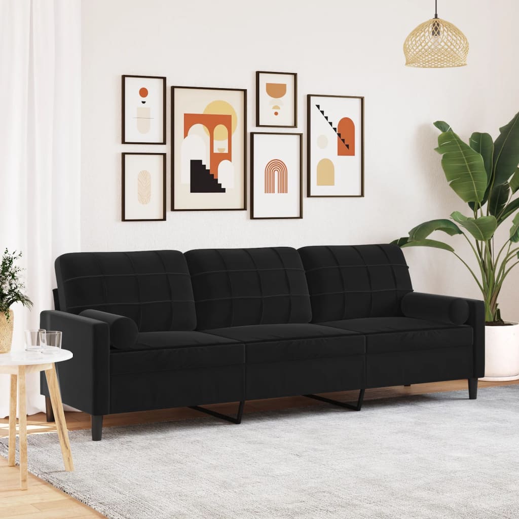 2-Sitzer-Sofa Mit Zierkissen Samt