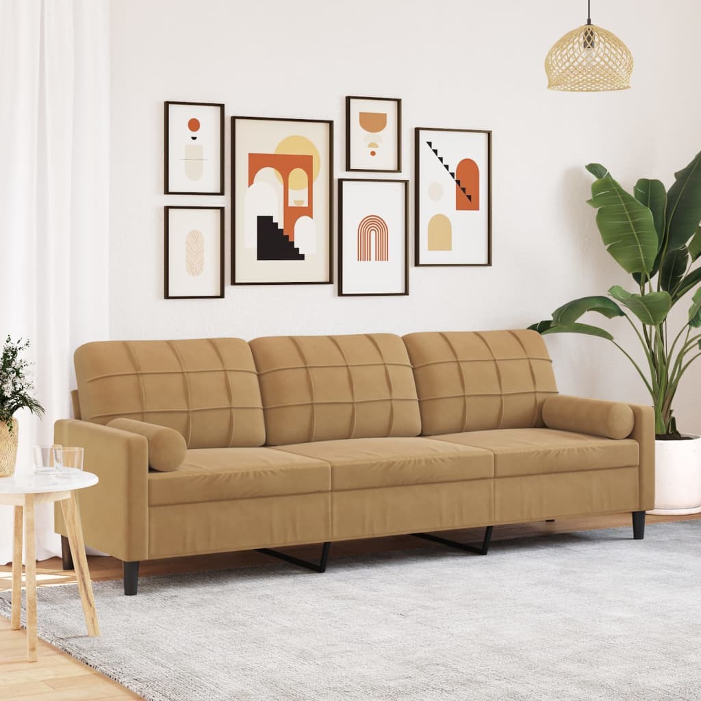 2-Sitzer-Sofa Mit Zierkissen Samt