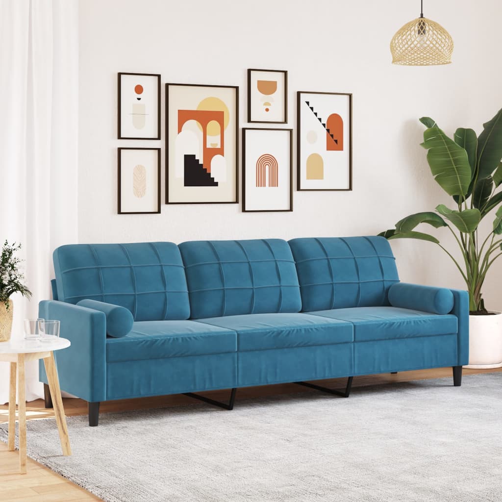 2-Sitzer-Sofa Mit Zierkissen Samt