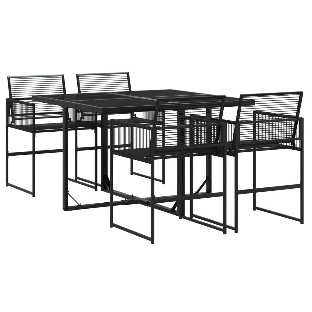 5-Tlg. Garten-Essgruppe Schwarz Poly Rattan
