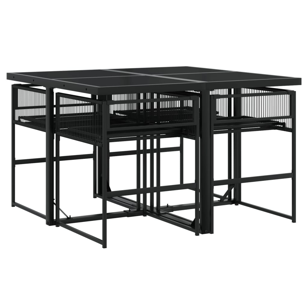 5-Tlg. Garten-Essgruppe Schwarz Poly Rattan