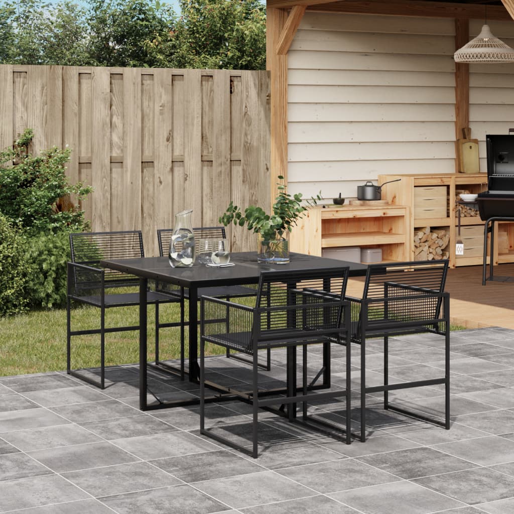 5-Tlg. Garten-Essgruppe Schwarz Poly Rattan