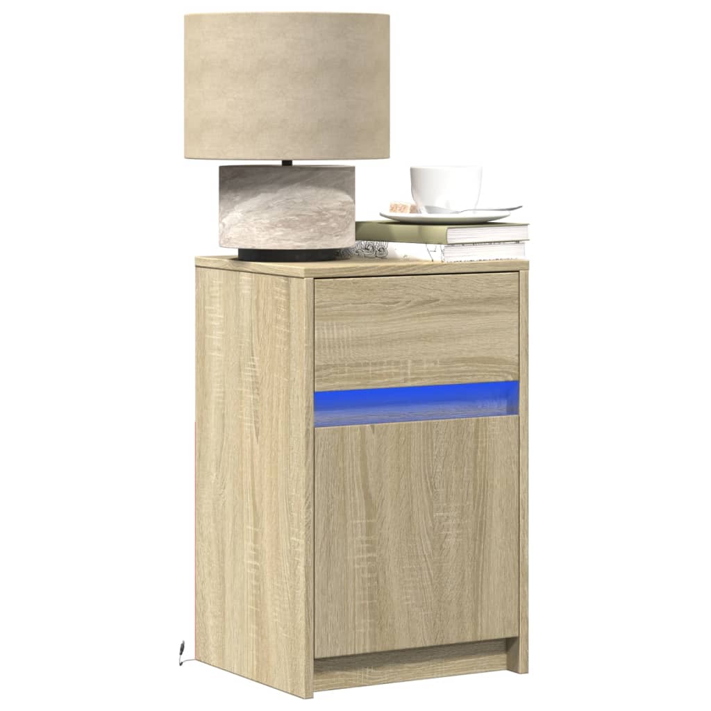 Nachttisch Mit Led-Leuchten Holzwerkstoff
