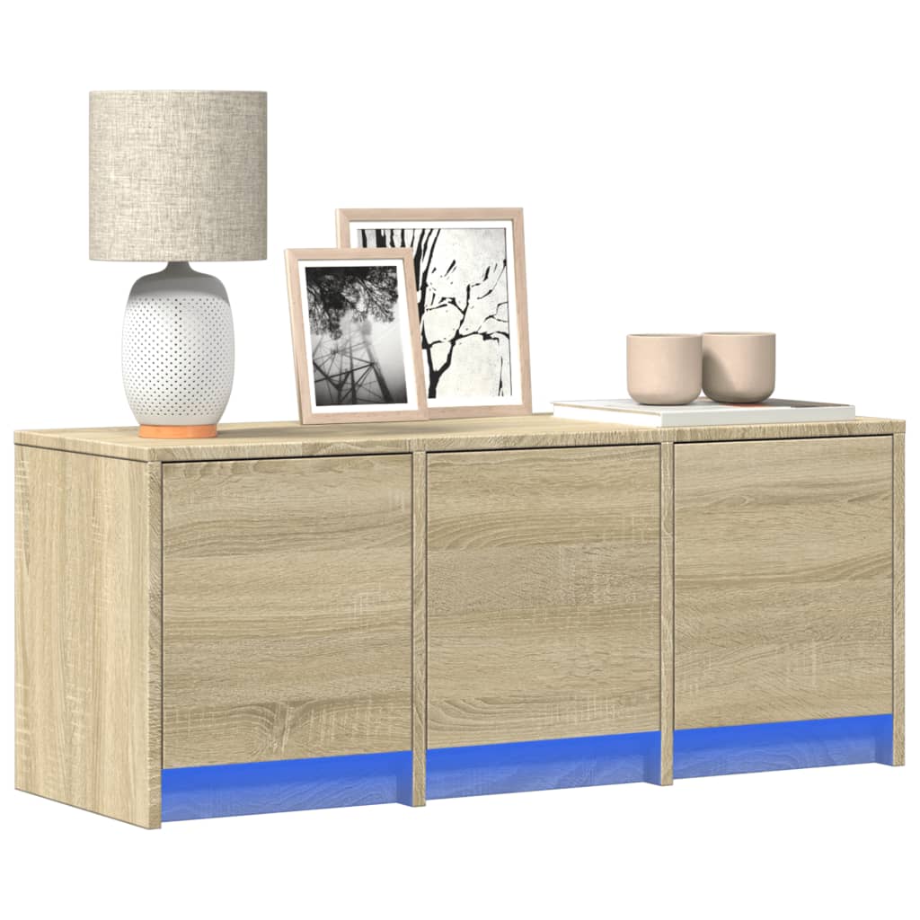 Tv-Schrank Mit Led Eichenholz 140X34X40 Cm Holzwerkstoff