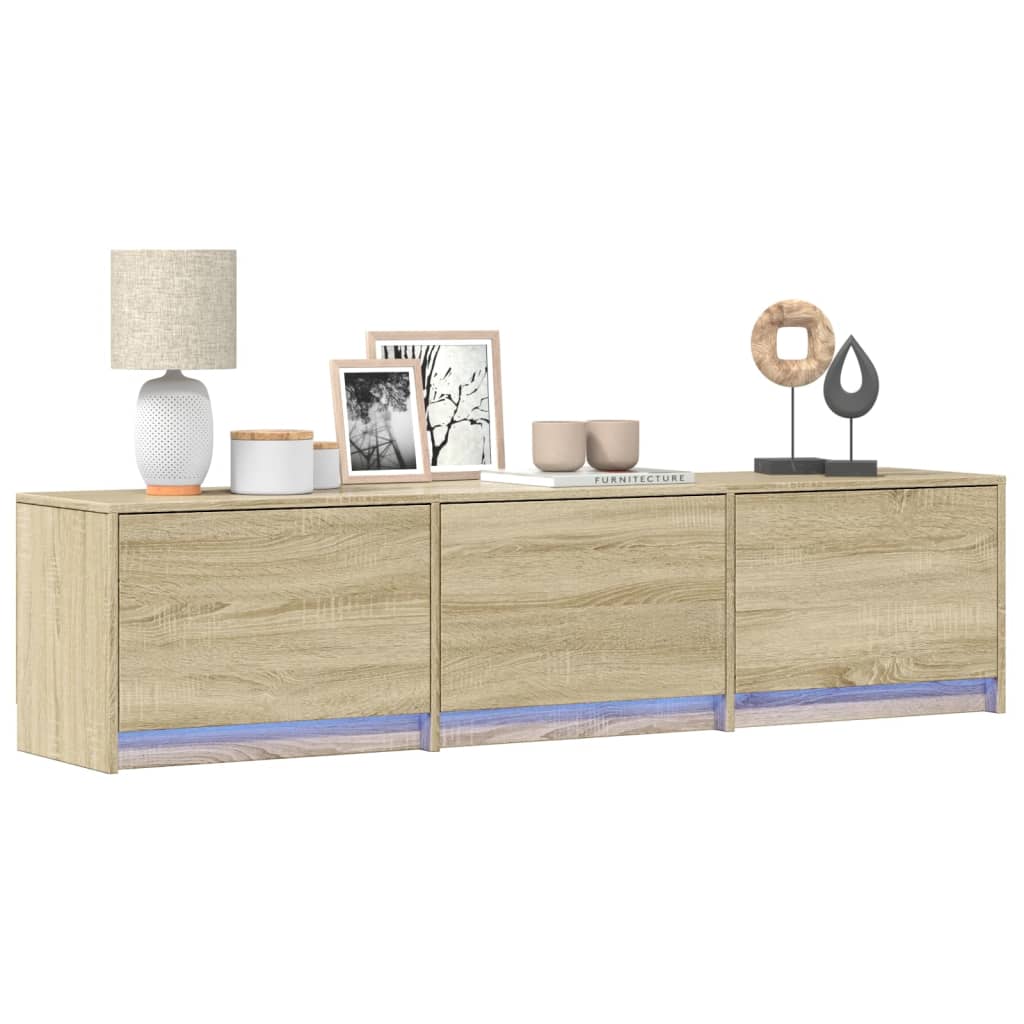 Tv-Schrank Mit Led Eichenholz 140X34X40 Cm Holzwerkstoff