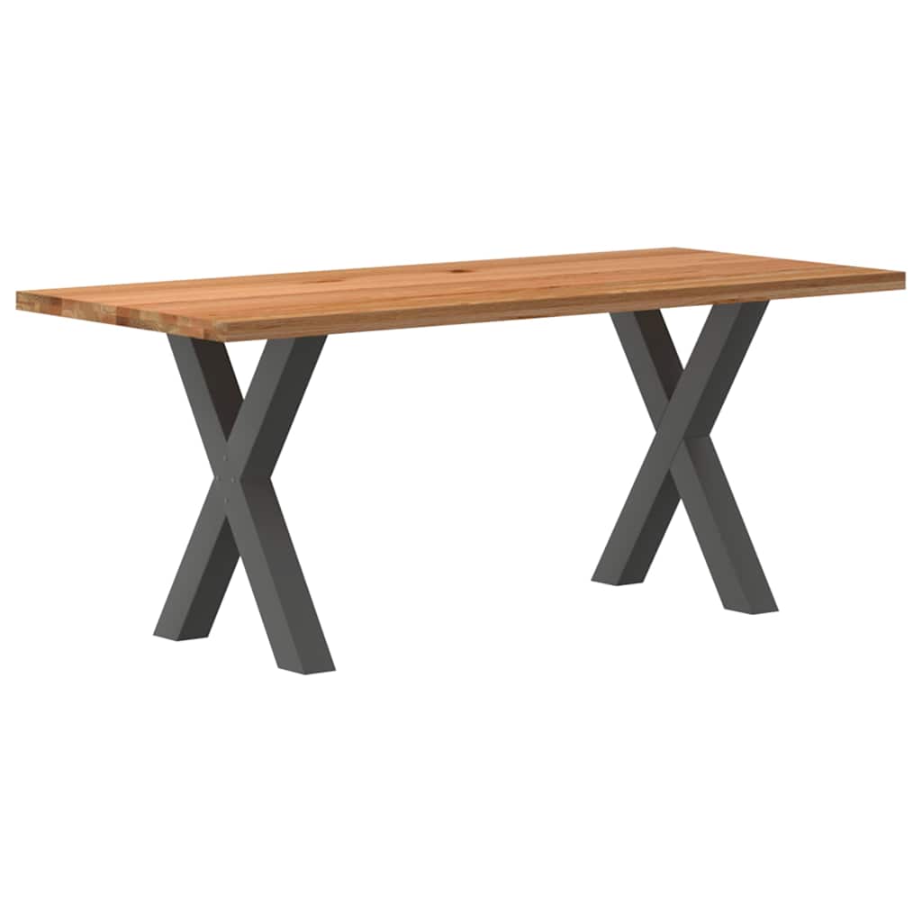 Esstisch Mit Baumkanten 200X100X74 Cm Massivholz Eiche Rechteck Anthrazit