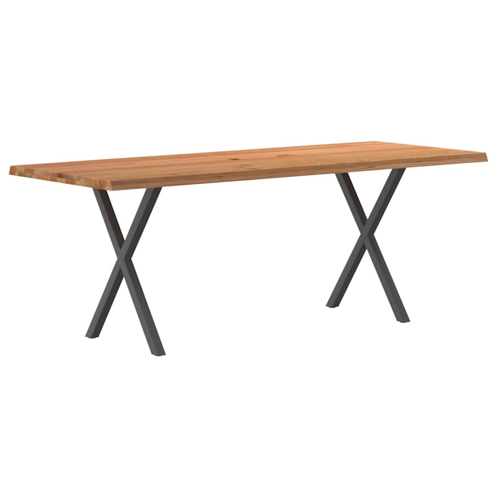 Esstisch Mit Baumkanten 200X100X74 Cm Massivholz Eiche Rechteck Anthrazit
