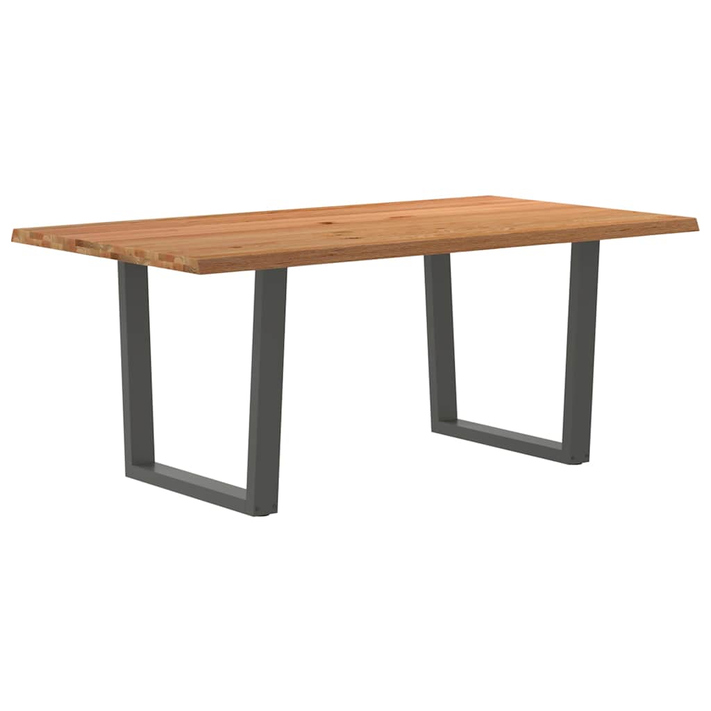 Esstisch Mit Baumkanten 240X120X74 Cm Massivholz Eiche Anthrazit