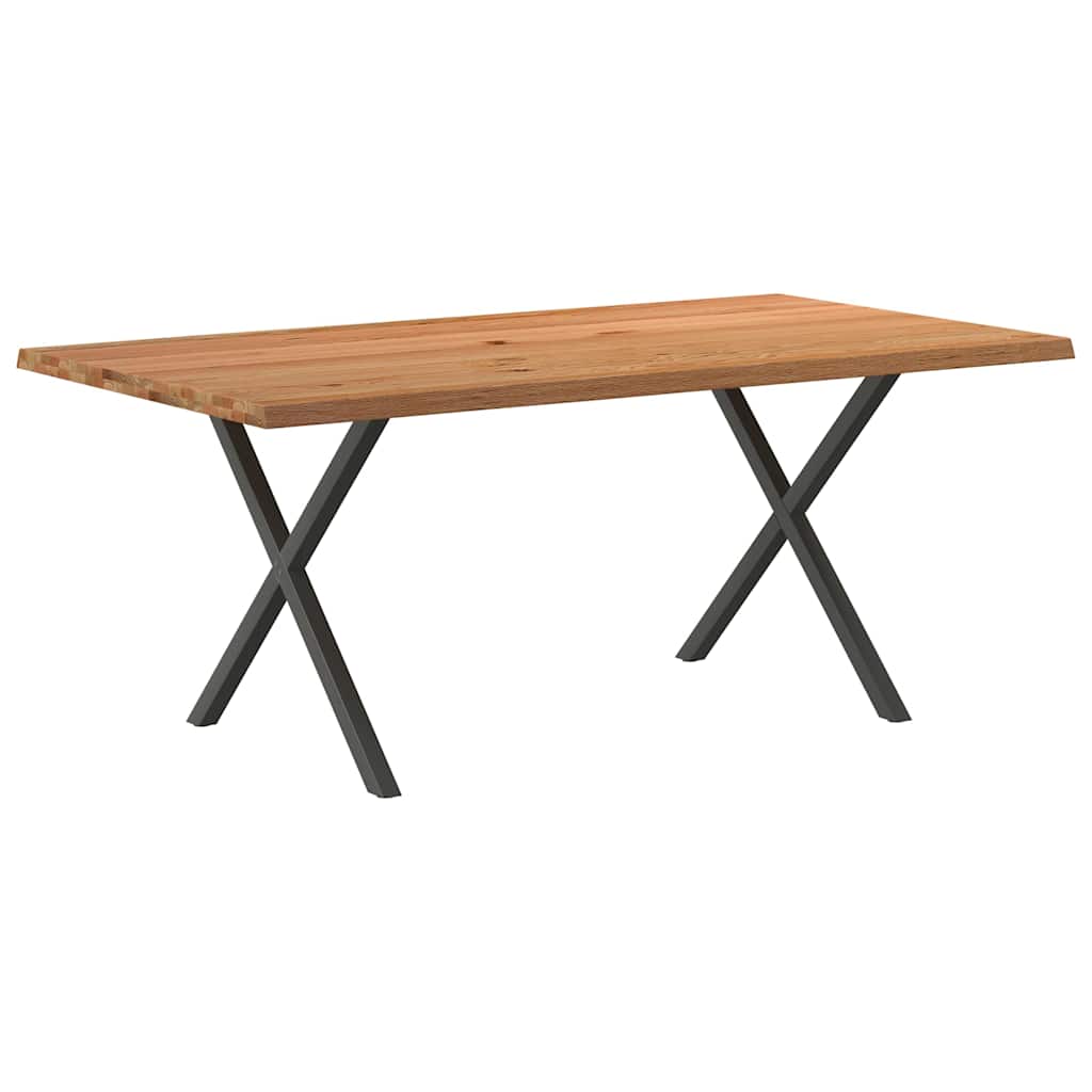 Esstisch Mit Baumkanten 200X100X74 Cm Massivholz Eiche Rechteck Anthrazit