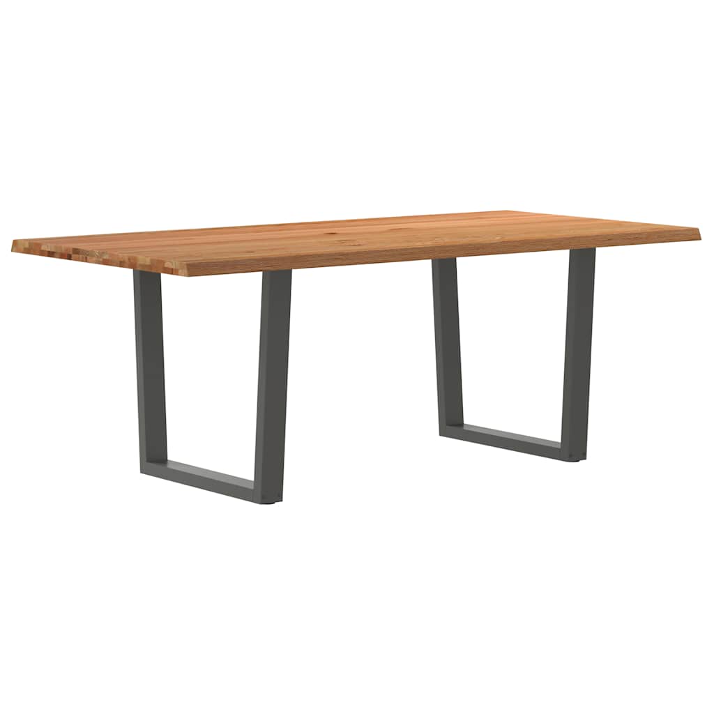 Esstisch Mit Baumkanten 240X120X74 Cm Massivholz Eiche Anthrazit