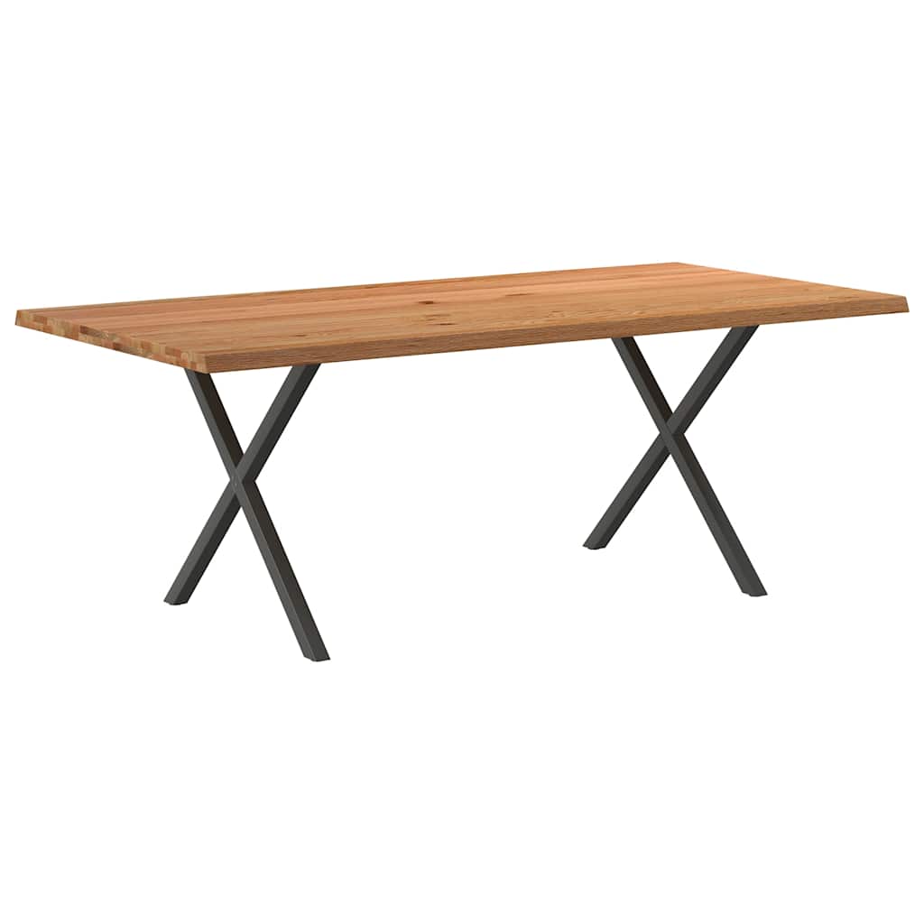 Esstisch Mit Baumkanten 200X100X74 Cm Massivholz Eiche Rechteck Anthrazit