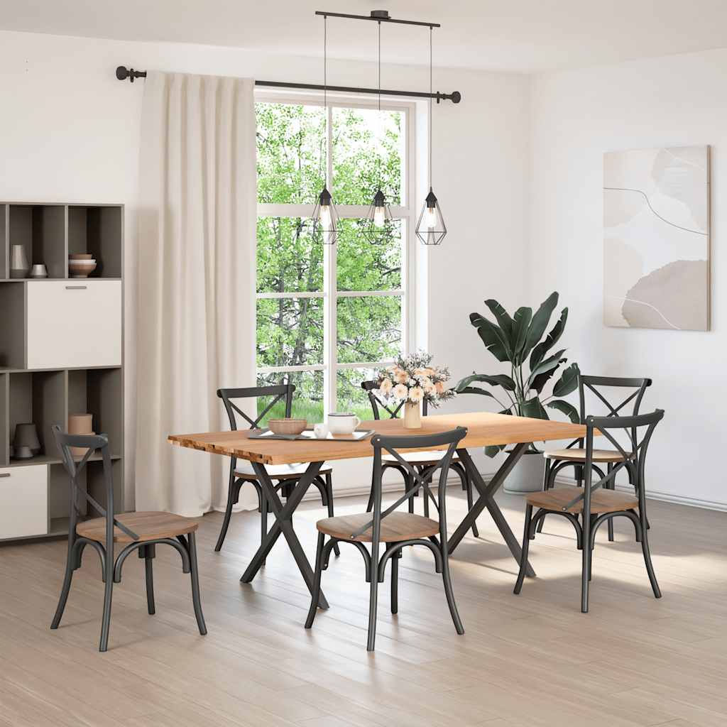 Esstisch Mit Baumkanten 200X100X74 Cm Massivholz Eiche Rechteck Anthrazit