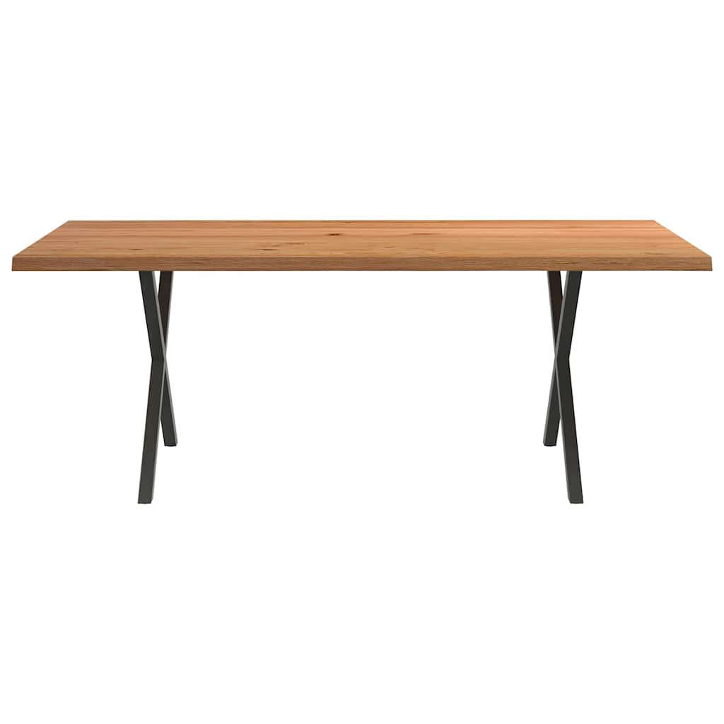 Esstisch Mit Baumkanten 200X100X74 Cm Massivholz Eiche Rechteck Anthrazit