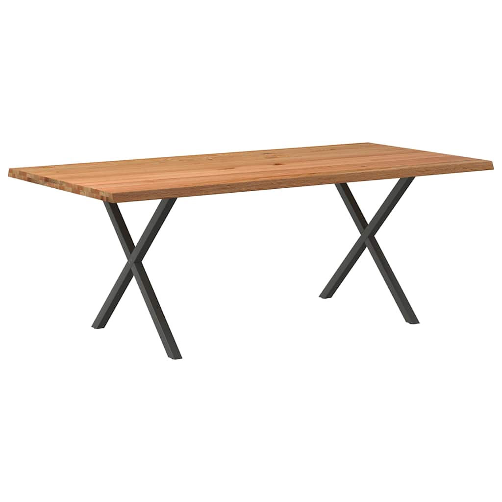 Esstisch Mit Baumkanten 200X100X74 Cm Massivholz Eiche Rechteck Anthrazit
