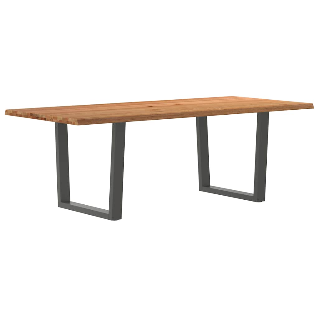 Esstisch Mit Baumkanten 240X120X74 Cm Massivholz Eiche Anthrazit