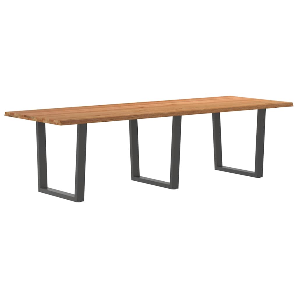 Esstisch Mit Baumkanten 240X120X74 Cm Massivholz Eiche Anthrazit