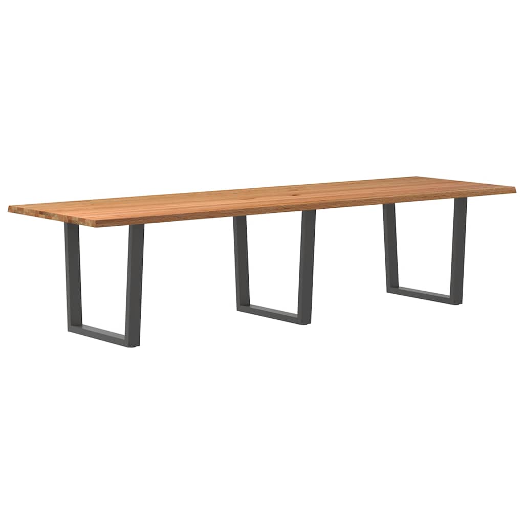 Esstisch Mit Baumkanten 240X120X74 Cm Massivholz Eiche Anthrazit