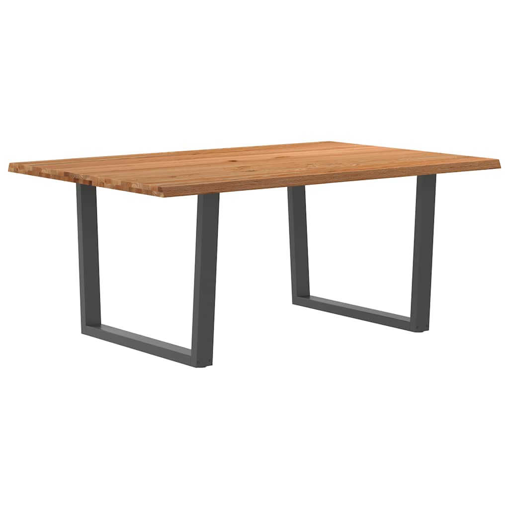 Esstisch Mit Baumkanten 240X120X74 Cm Massivholz Eiche Anthrazit