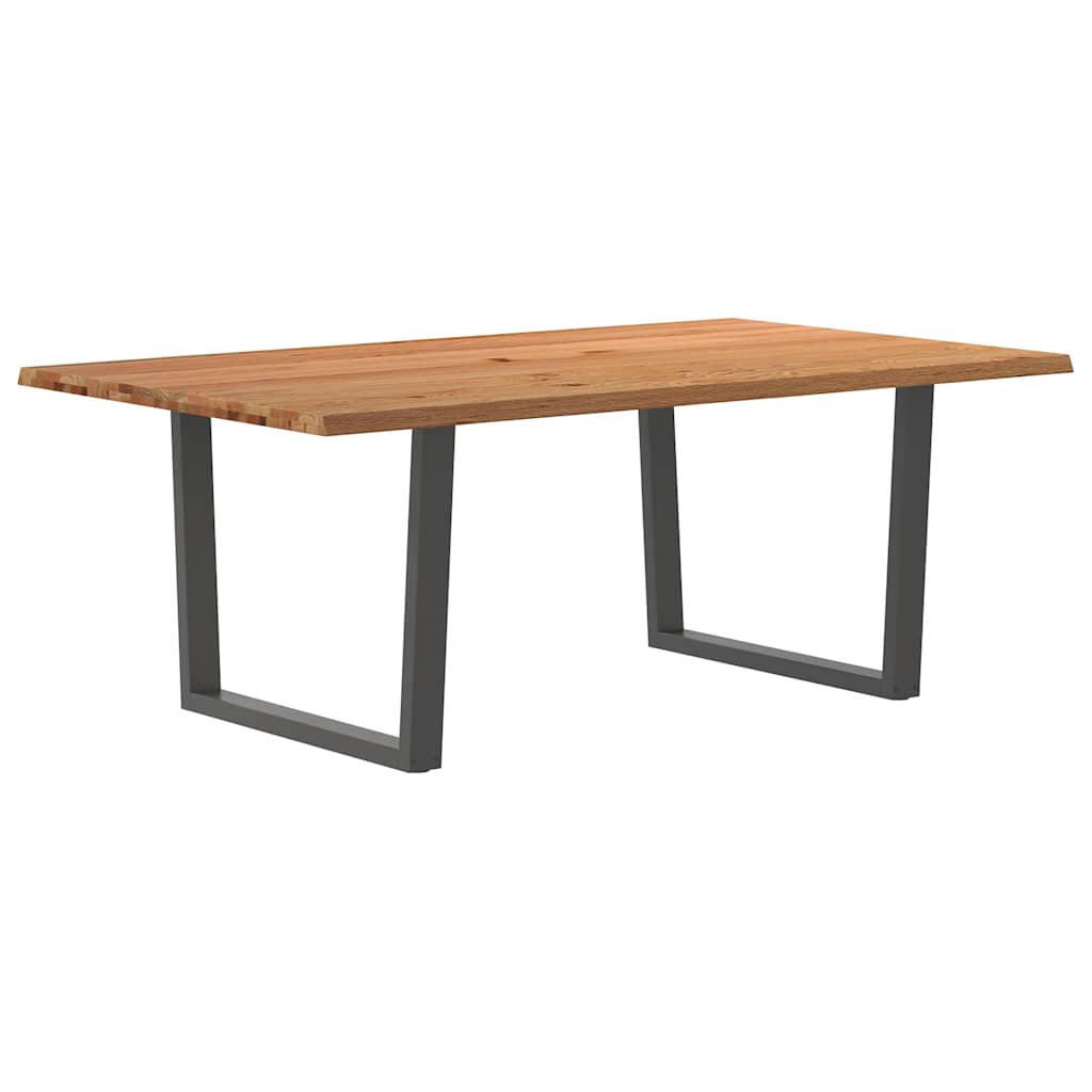 Esstisch Mit Baumkanten 240X120X74 Cm Massivholz Eiche Anthrazit