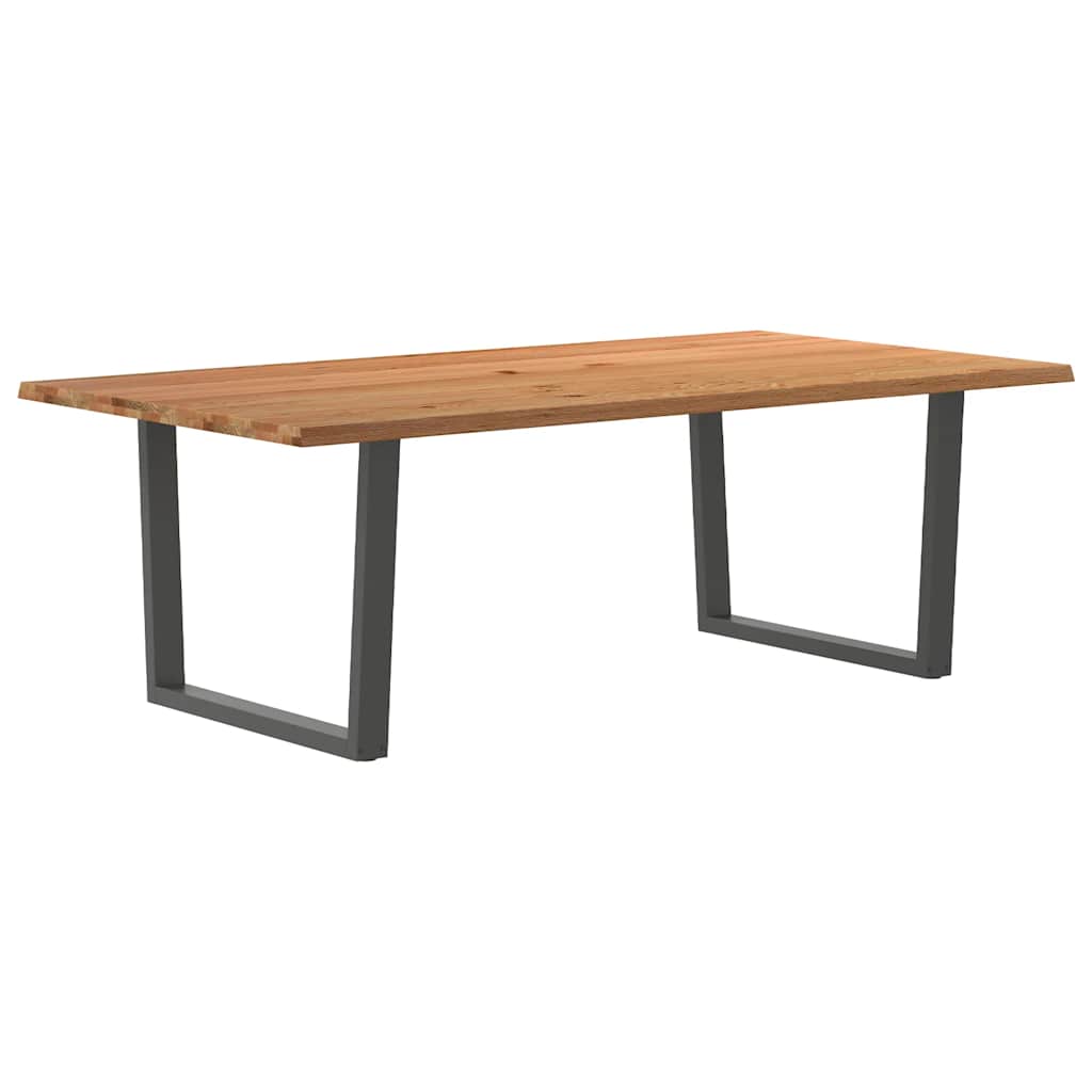 Esstisch Mit Baumkanten 240X120X74 Cm Massivholz Eiche Anthrazit