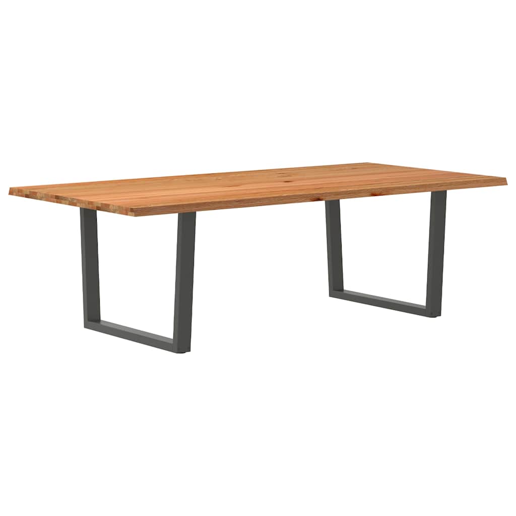 Esstisch Mit Baumkanten 240X120X74 Cm Massivholz Eiche Anthrazit