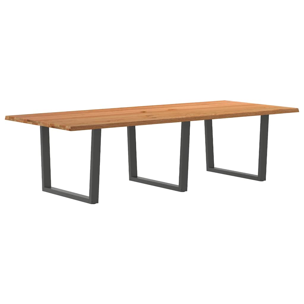 Esstisch Mit Baumkanten 240X120X74 Cm Massivholz Eiche Anthrazit