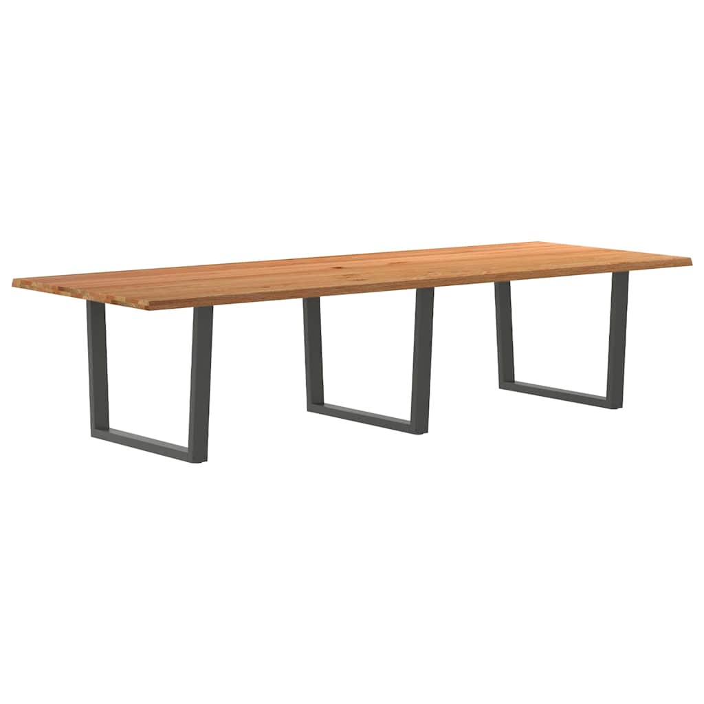 Esstisch Mit Baumkanten 240X120X74 Cm Massivholz Eiche Anthrazit