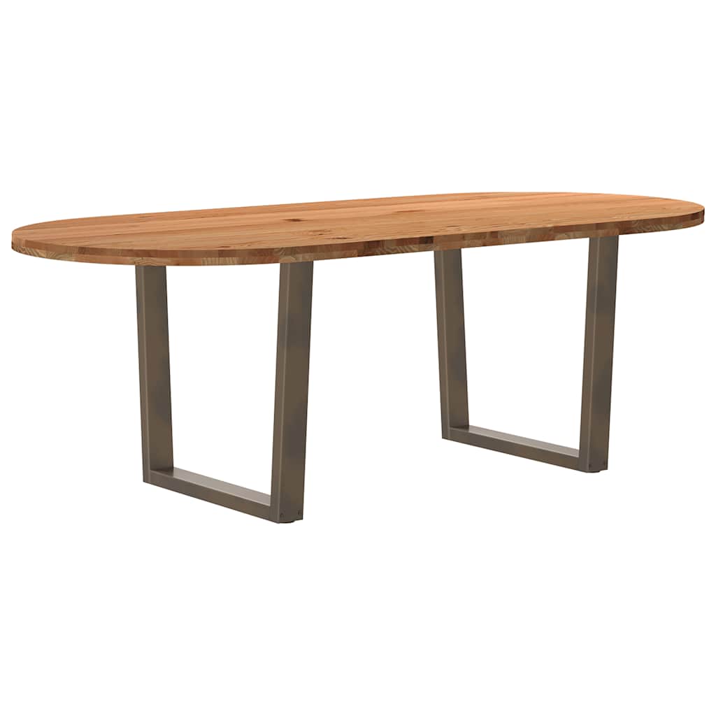 Esstisch Hellbraun Massivholz Eiche Oval