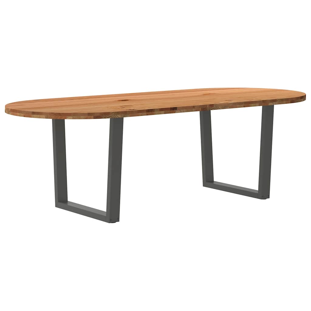 Esstisch Hellbraun Massivholz Eiche Oval