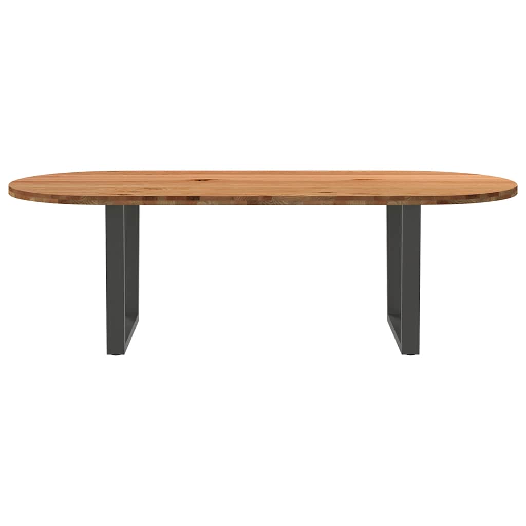 Esstisch Hellbraun Massivholz Eiche Oval
