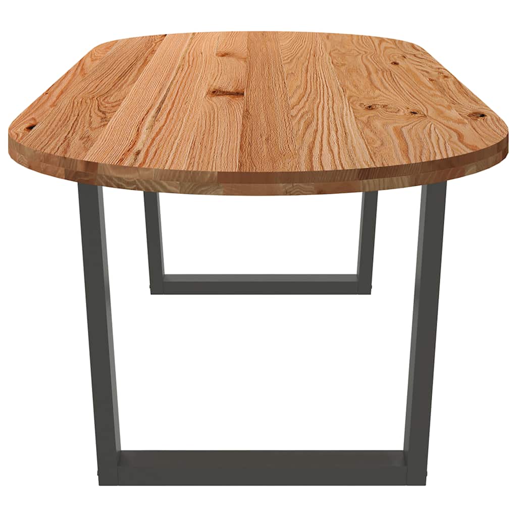 Esstisch Hellbraun Massivholz Eiche Oval