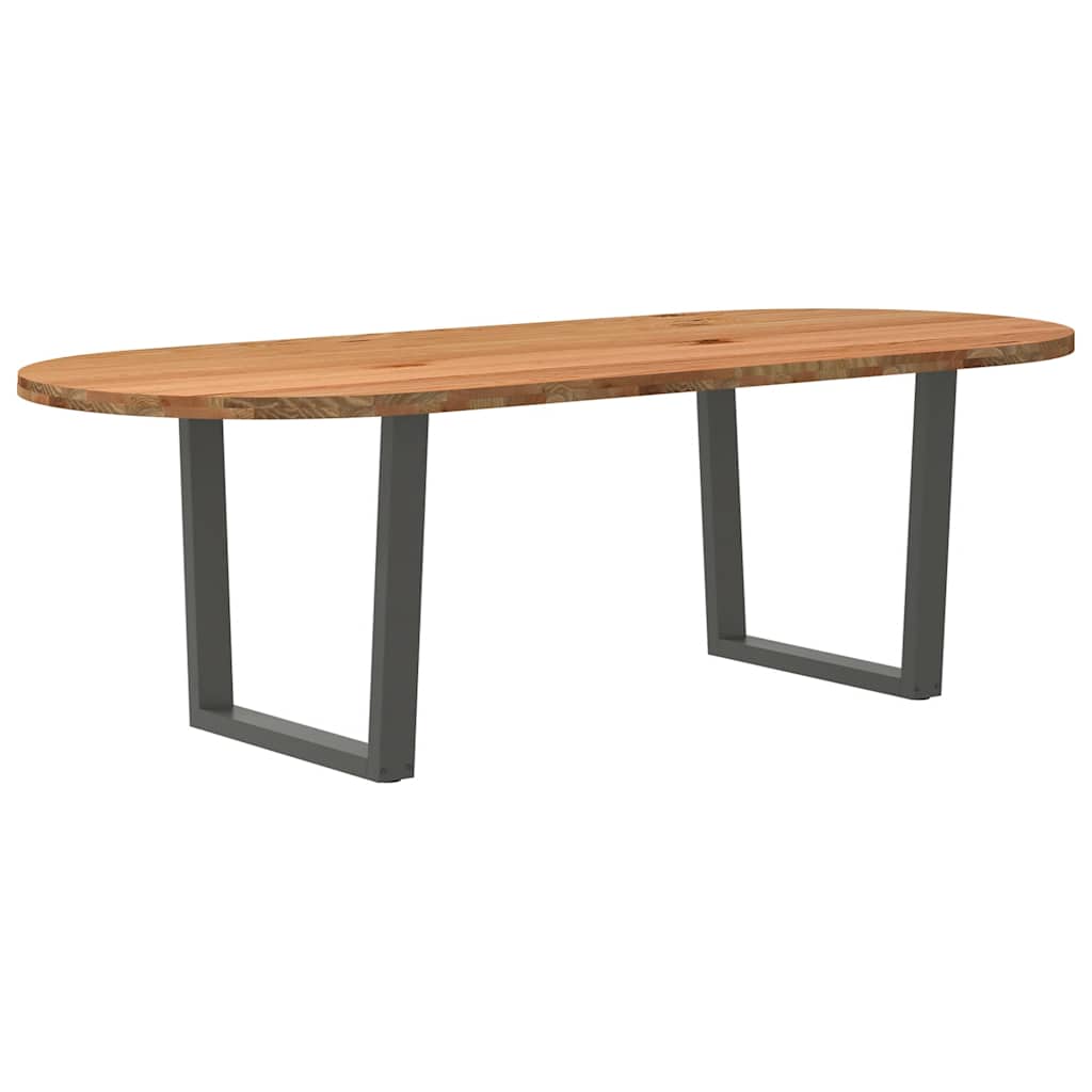 Esstisch Hellbraun Massivholz Eiche Oval
