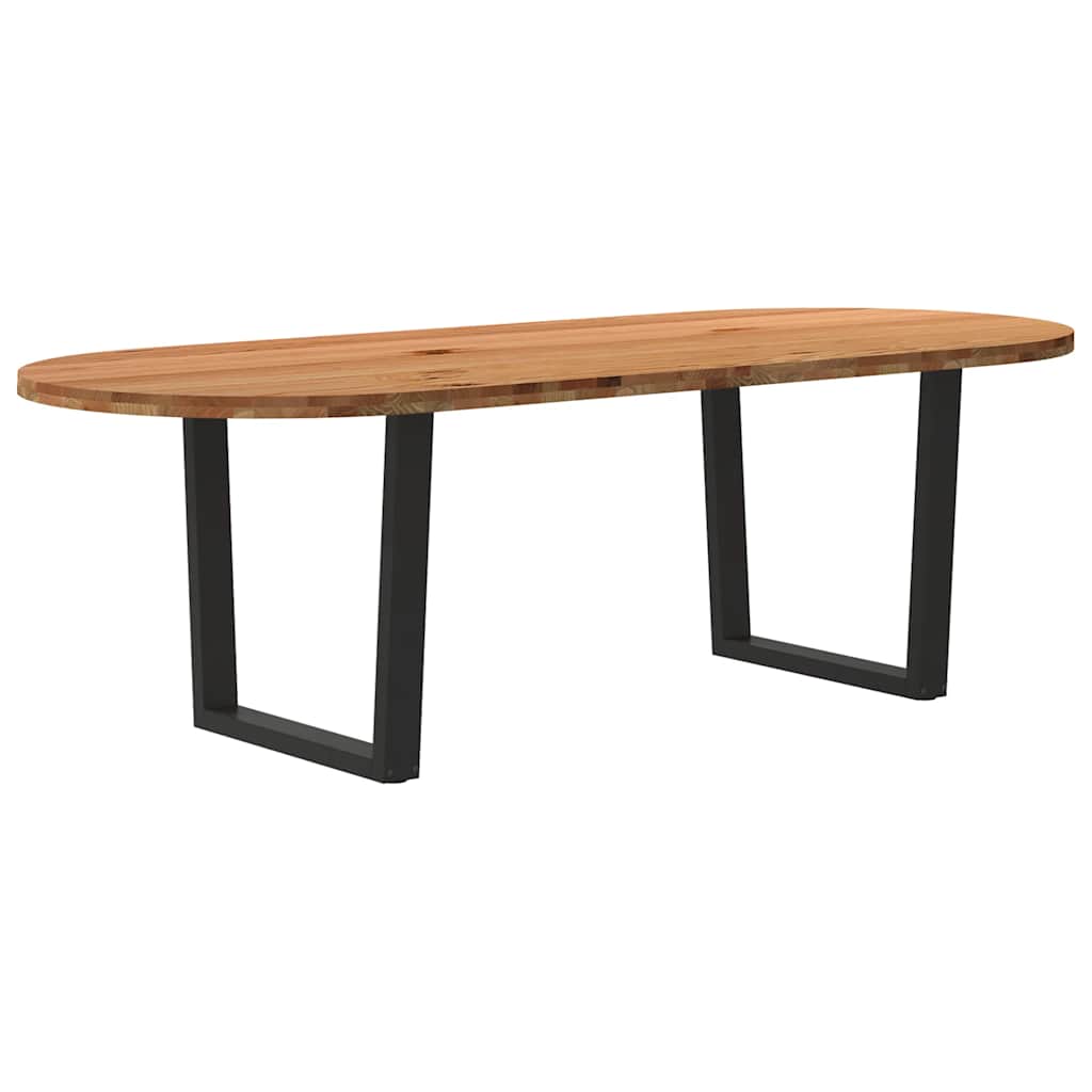 Esstisch Hellbraun Massivholz Eiche Oval
