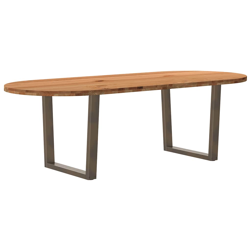 Esstisch Hellbraun Massivholz Eiche Oval